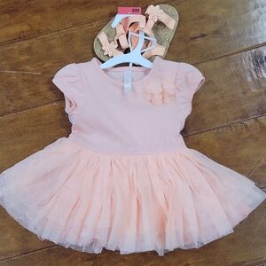 Peach Baby Dress with Sandals